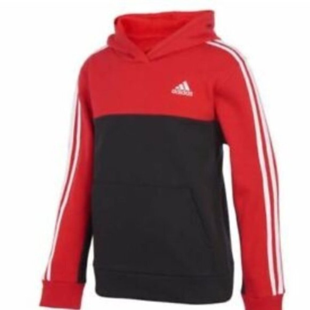 Adidas Boys Youth Hoodie Red Black Large 14-16 Pullover Sports Youth Pu…